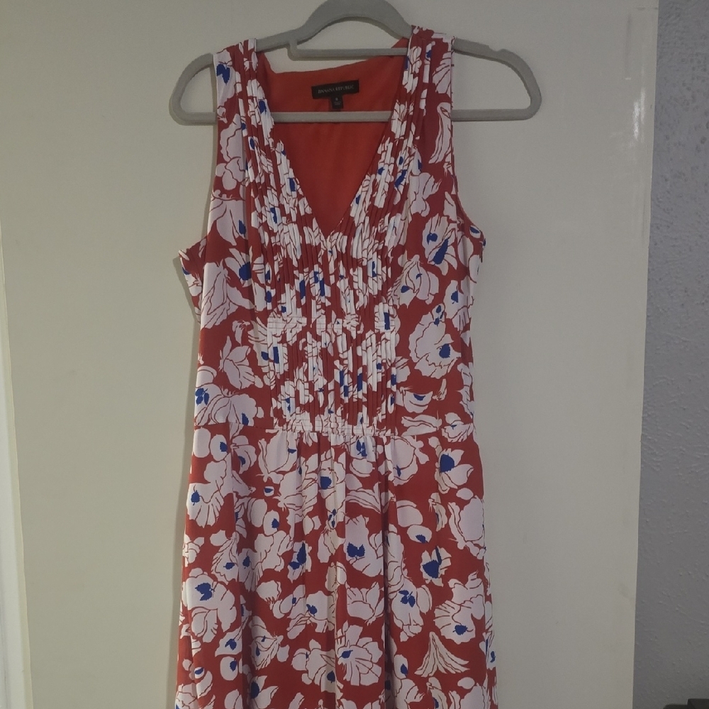 Floral Sleeveless Dress - Red and White